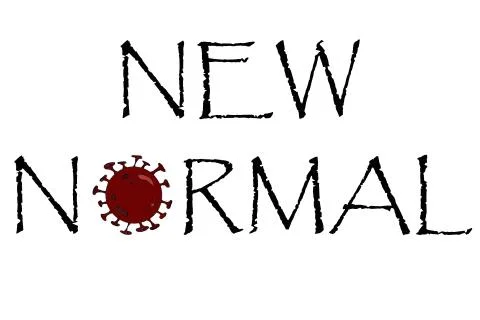 "NEW NORMAL" graphic, text on white background, concept for Coronavirus Stock Illustration