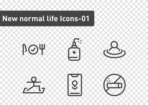 New normal ilfe icon set isolated on transparency background ep01 Stock Illustration
