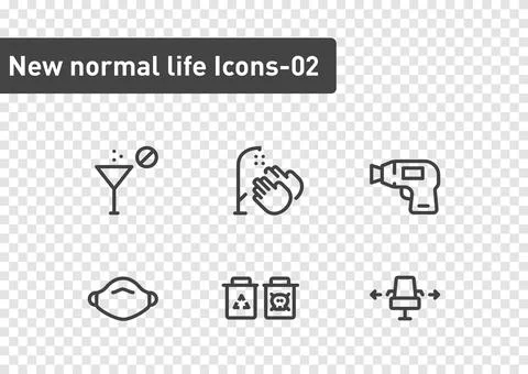 New normal ilfe icon set isolated on transparency background ep02 Stock Illustration