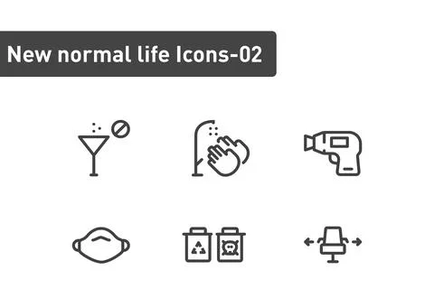 New normal ilfe icon set isolated on white background ep02 Stock Illustration