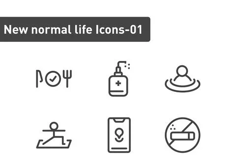 New normal ilfe icon set isolated on white background ep01 Stock Illustration