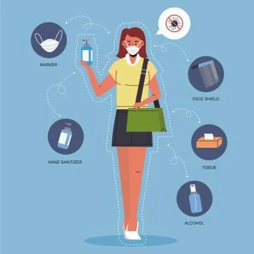 New normal info template Coronavirus infographic must have items to prevention Stock Illustration