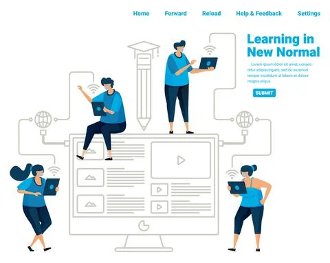New normal learning for students in the pvidemic covid 19. Utilizing technolo Stock Illustration