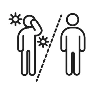 New normal, less socialization, after coronavirus disease covid 19, linear icon Stock Illustration