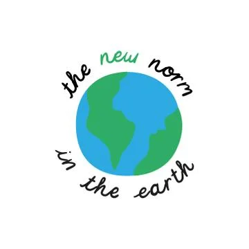 New normal lettering campaign with earth planet hand made flat style Stock Illustration