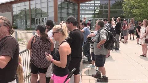 New normal post COVID with crowds of tourists and people in Toronto city Stock Footage 157424038