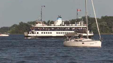 New normal post COVID with crowds of tourists and people in Toronto city Stock Footage 158903128