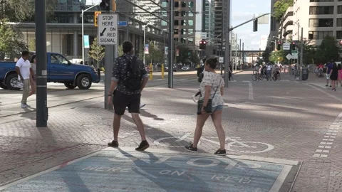 New normal post COVID with crowds of tourists and people in Toronto city Video stock 158904324