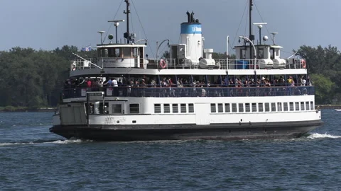New normal post COVID with crowds of tourists and people in the city and boats Stock Footage 158948060