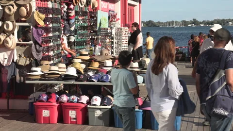 New normal post COVID with crowds of tourists and people in Toronto city Vídeo Stock 159112423