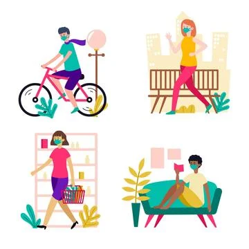 New normal scenes illustrated Stock Illustration