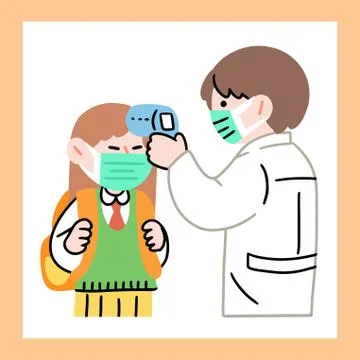 New Normal School Procedure Illustration Concept Doodle Simple Vector Asset Illustrazione stock