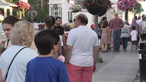 New normal  small town main street Canada with people wearing COVID face masks Stock-Footage 156395524
