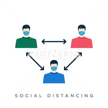 New normal. social distancing. Keep distance people 1-2 meter. Stock Illustration