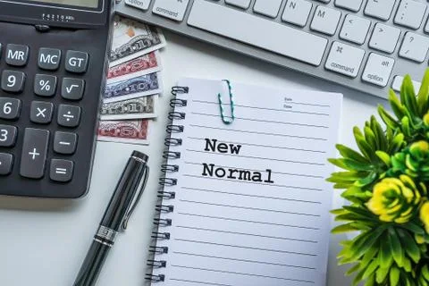 New Normal text on white background. Business and Copy space concept. Stock Photos