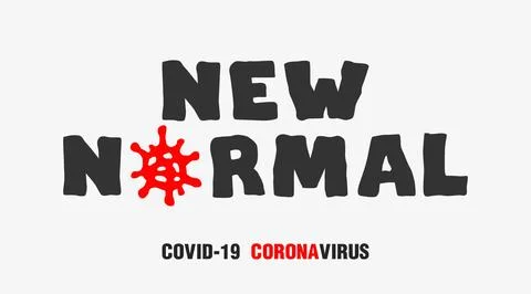 New Normal Text Word Vector Design. New Normal Typography with Corona Virus.. Stock Illustration