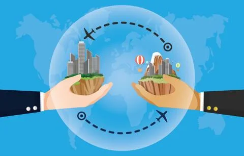 New normal Travel Bubble, solution for tourist industry to travel safely Stock Illustration