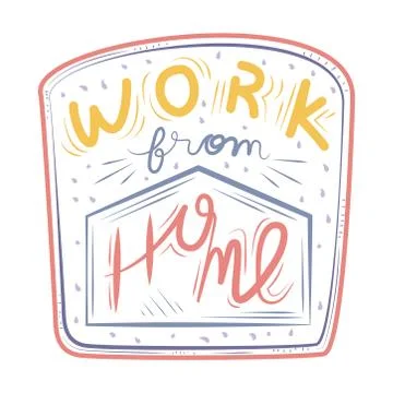 New normal, work from home handwritten text, after coronavirus covid 19 Stock Illustration