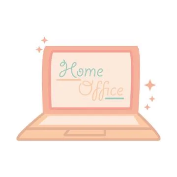New normal, work from home online office, after coronavirus, hand made style Stock Illustration