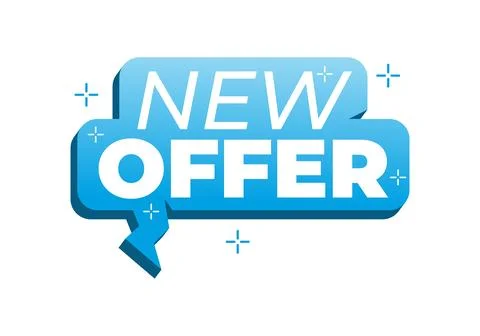 New offer blue speech bubble banner element for digital marketing promotion.. Stock Illustration
