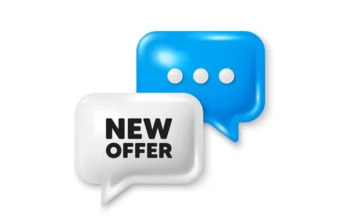 New offer tag. Special price sign. Chat speech bubble 3d icon. Vector Illustrazione stock