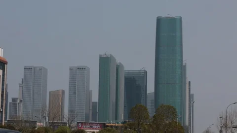 New office building under construction on blue sky. Building construction of 動画素材 92637174