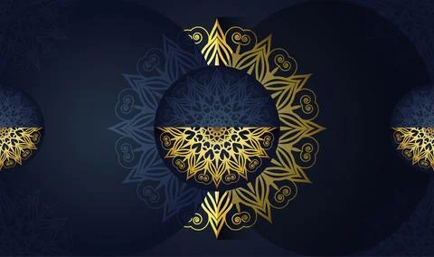 New oriental hand dranwn gradient golden color with luxury color mandala Stockillustratie
