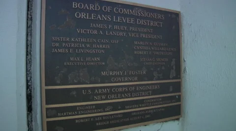 New Orleans bridge dedication sign - Hurricane Katrina 2005-2015 Stock Footage 52000925
