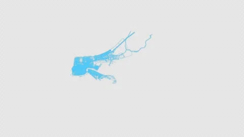 New Orleans City Line Map Self Drawing Animated Overlay, Alpha 4K Видео 340293748