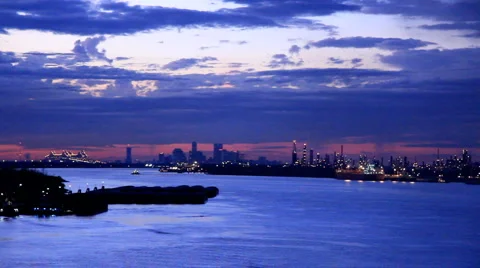 New Orleans distant at dusk Stock Footage 1061742