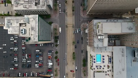 New Orleans drone Canal Street birdseye view Stock Footage