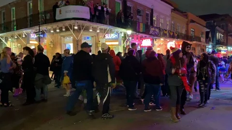 New Orleans, LA - Mar 3, 2019: French Quarter during Mardi Gras Stock Footage 104970853