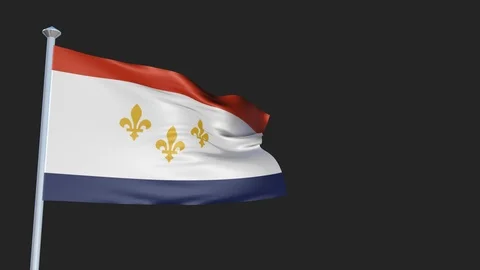 New Orleans Louisiana - Loopable 3D flag animation with Alpha Channel and Tra 스톡 동영상 91050153