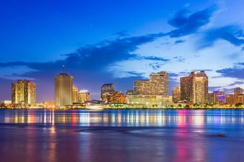 New Orleans, Louisiana, USA downtown city skyline on the Mississippi River Stock Photos