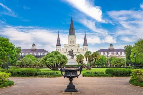 New Orleans, Louisiana, USA at Jackson Square and St. Louis Cathedral Stock Photos