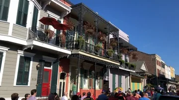 New Orleans Second Line Parade Reverse Tilt Down Stock Footage 85925728