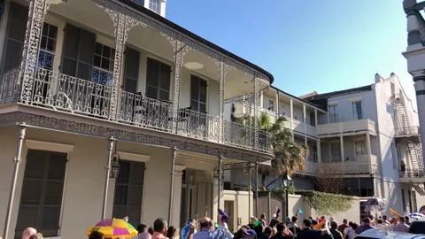 New Orleans Second Line Parade Tilt Down Stock Footage 85926581