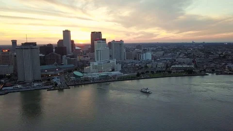 New Orleans Skyline at Sunset Stock Footage