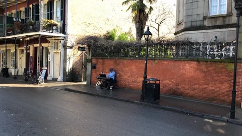 New Orleans Street Performer Piano Player Stock Footage