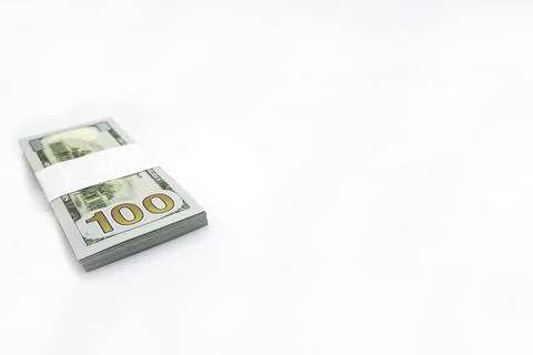 New pack (bundle) of 100 dollar bills Stock Photos