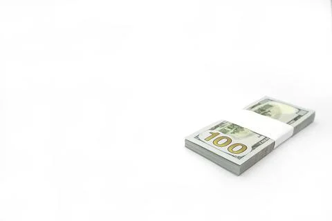 New pack (bundle) of 100 dollar bills Stock Photos