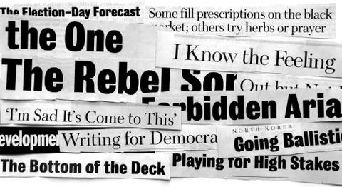 New paper headlines Stock Photos
