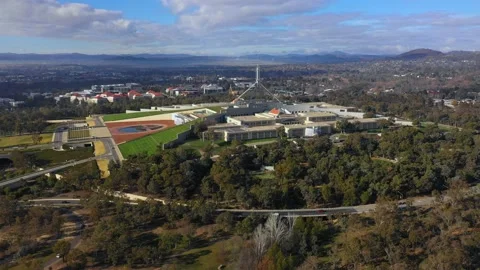 New Parliament House Canberra City Drone Stock Footage