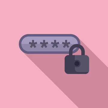 New password privacy icon flat vector. Protect document Stock Illustration