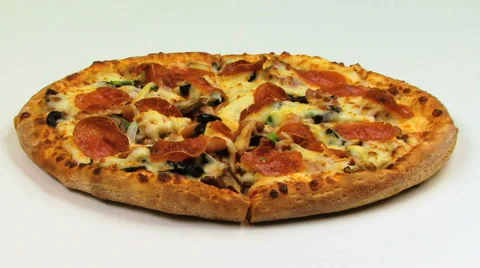 New Pepperoni Pizza Rotating Close Up HD Stock Footage 40715245