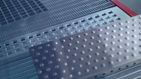 New perforated metal sheets different types and structures Stock Footage 218198390