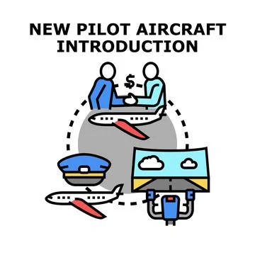 New pilot introducing to aircraft flight training Stock Illustration