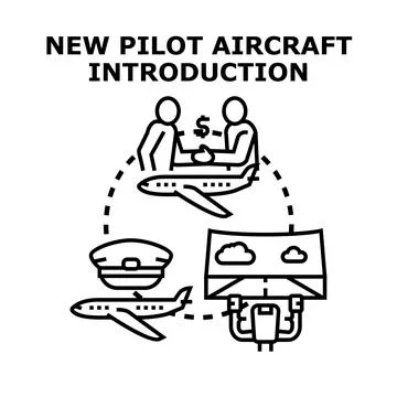 New pilot introducing to aircraft flight training Stock Illustration