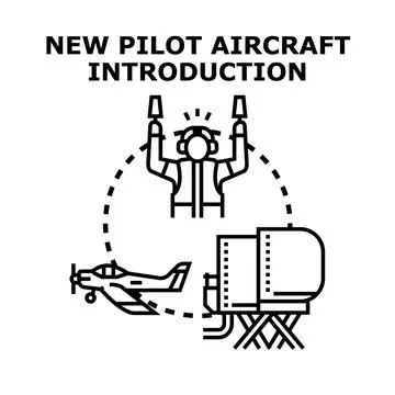 New pilot training introducing aircraft and flight simulation Stock Illustration
