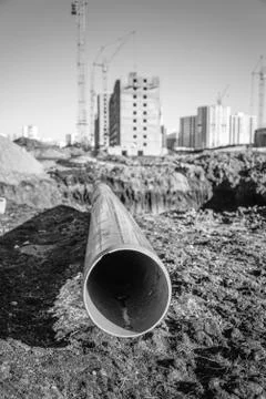 New pipeline in the process of building, under construction Foto stock